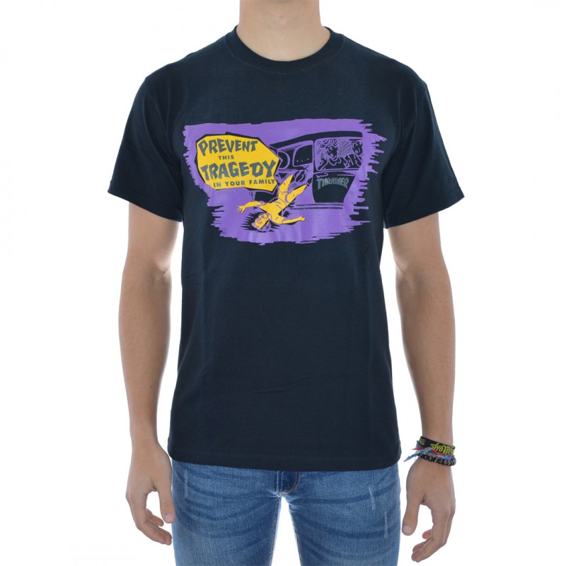 T Shirt Thrasher Prevent This Tragedy Preto Purple